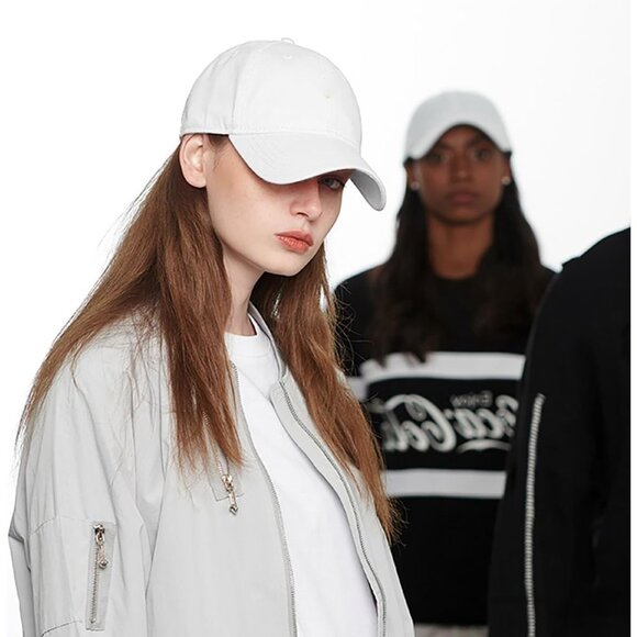 Women's White Fashion Baseball Cap Adjustable Strap Back Visor Sports Hat - Picture 6 of 7